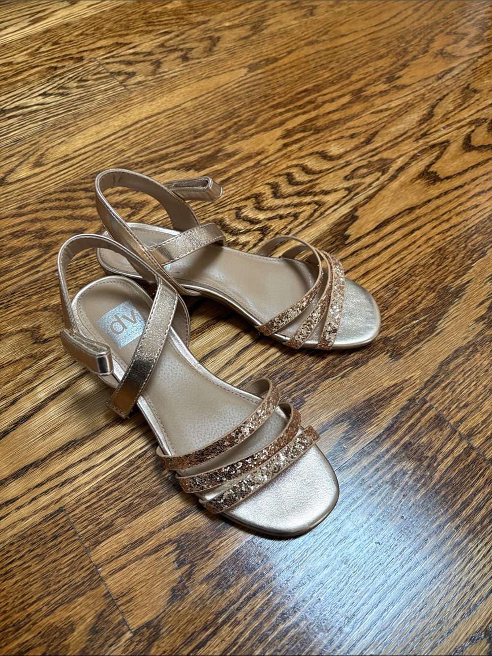 Girls Metallic Rose Gold Strappy Sandals